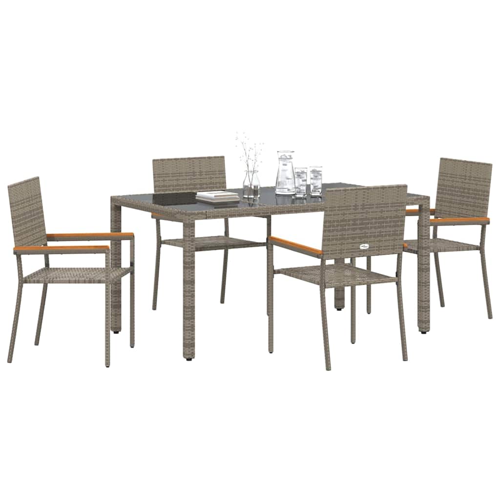 vidaXL Garden Dining Set 5 pcs Grey Poly Rattan