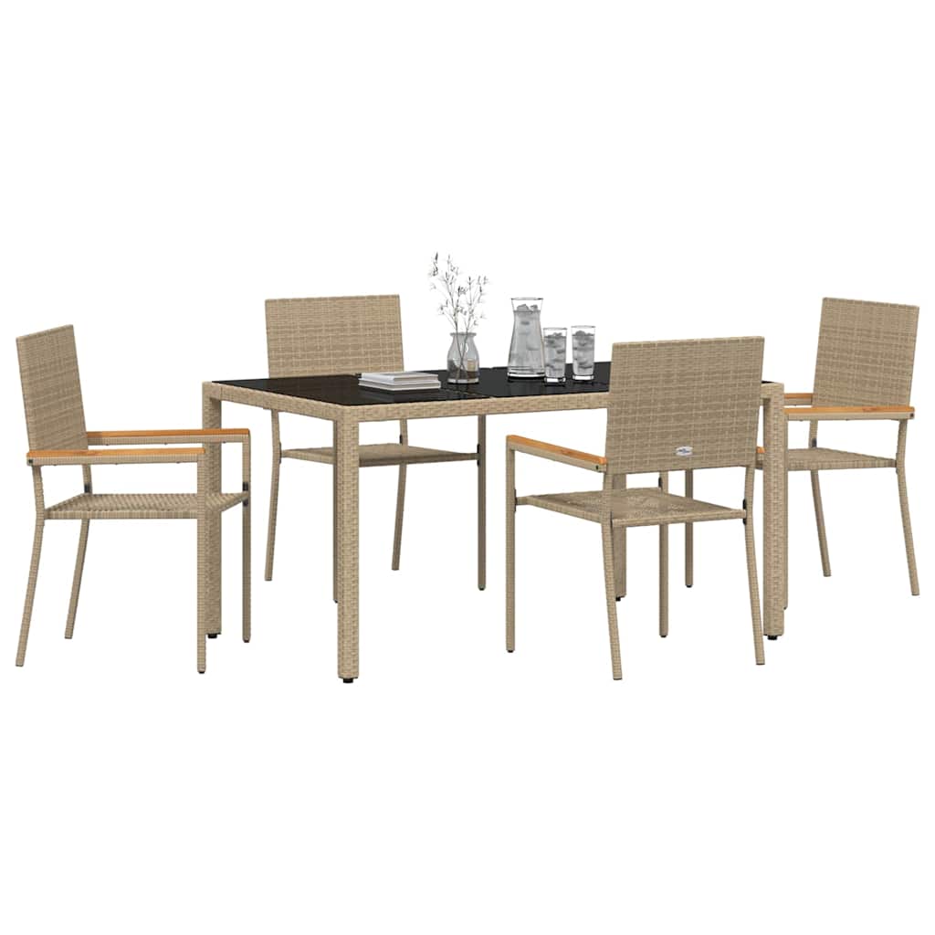 vidaXL Garden Dining Set 5 pcs Beige Poly Rattan