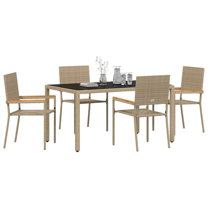 vidaXL Garden Dining Set 5 pcs Beige Poly Rattan