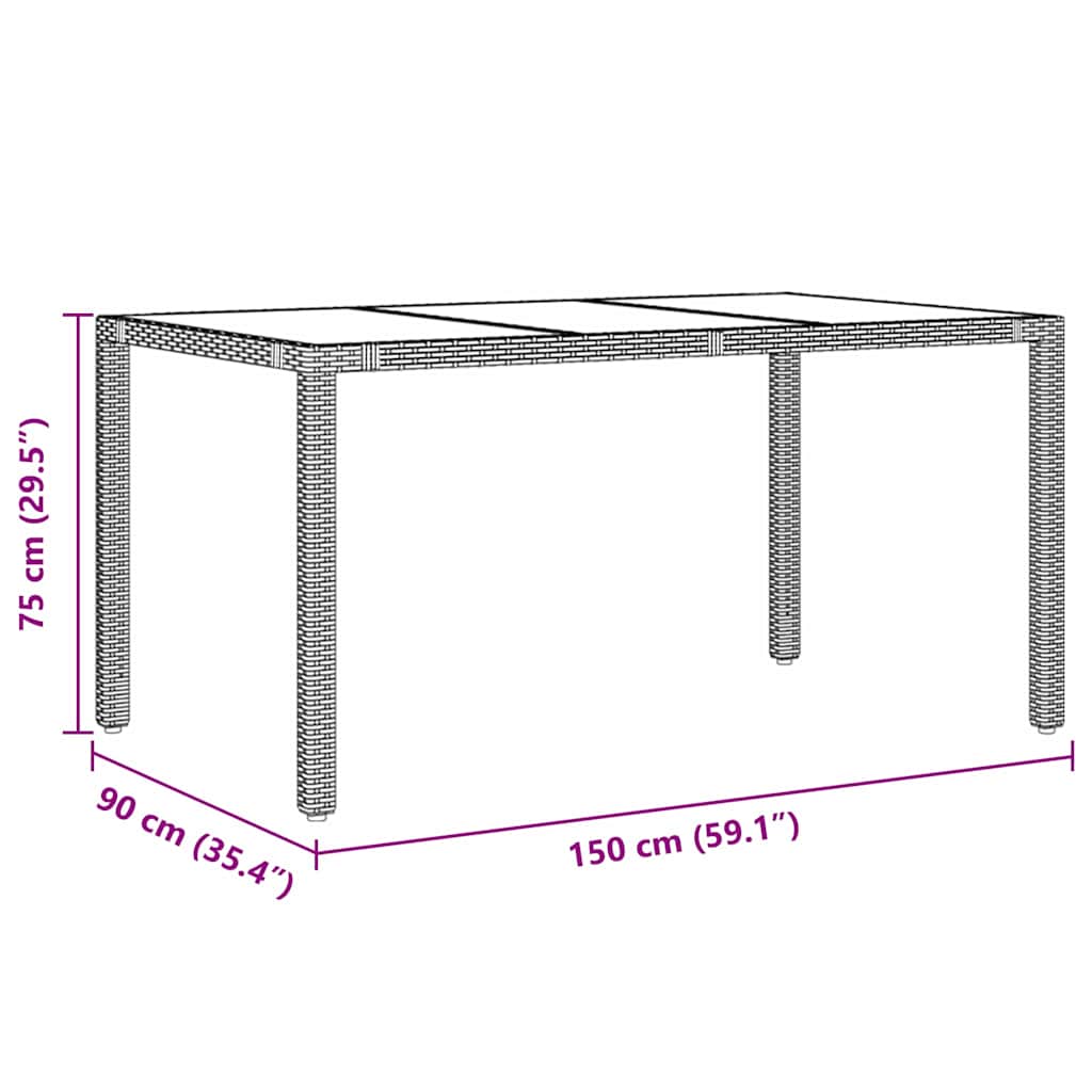 vidaXL Garden Dining Set 7 pcs Black Poly Rattan