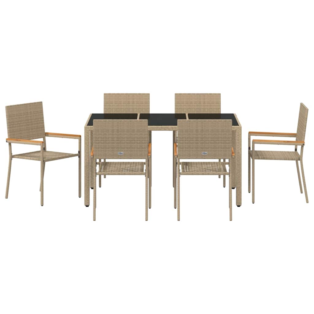 vidaXL Garden Dining Set 7 pcs Beige Poly Rattan