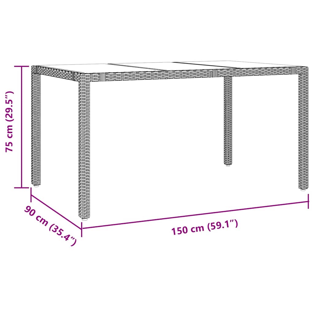vidaXL Garden Dining Set 7 pcs Beige Poly Rattan
