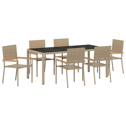 vidaXL Garden Dining Set 7 pcs Beige Poly Rattan
