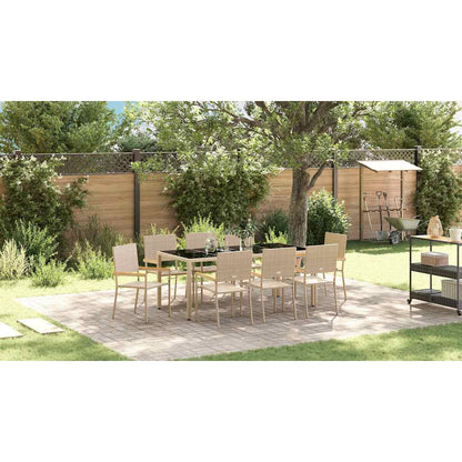 vidaXL Garden Dining Set 9 pcs Beige Poly Rattan