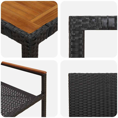 vidaXL Garden Dining Set 3 pcs Black Poly Rattan