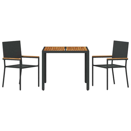 vidaXL Garden Dining Set 3 pcs Black Poly Rattan