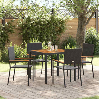 vidaXL Garden Dining Set 5 pcs Black Poly Rattan