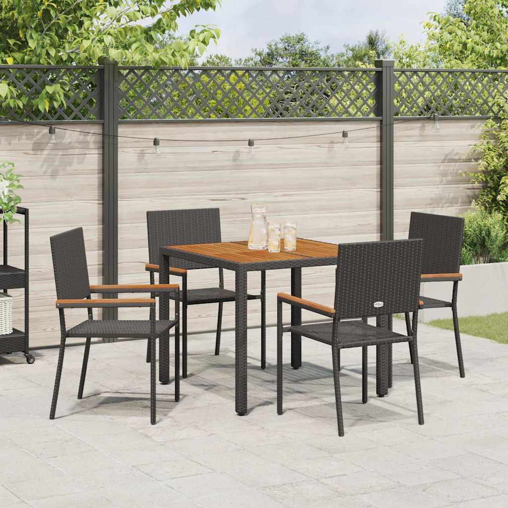 vidaXL Garden Dining Set 5 pcs Black Poly Rattan