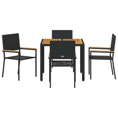 vidaXL Garden Dining Set 5 pcs Black Poly Rattan