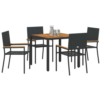 vidaXL Garden Dining Set 5 pcs Black Poly Rattan