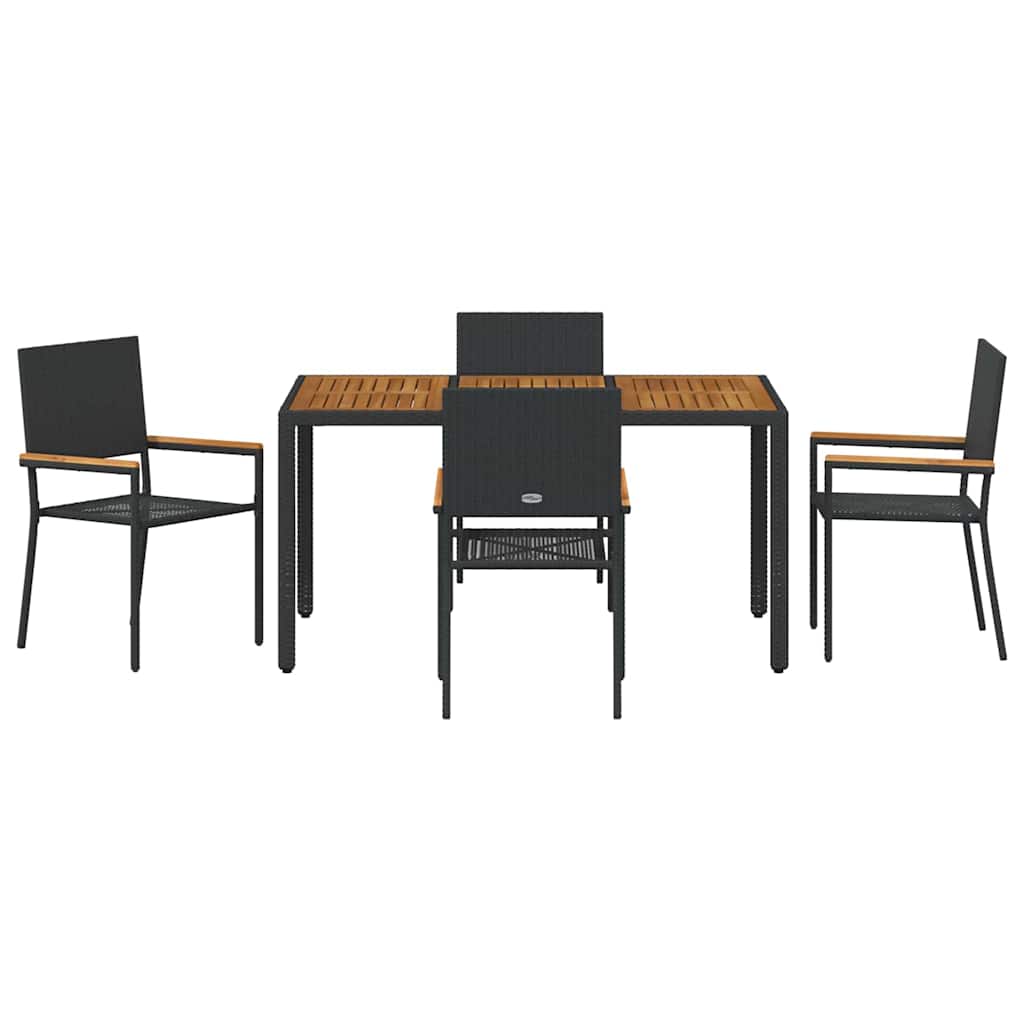 vidaXL Garden Dining Set 5 pcs Black Poly Rattan