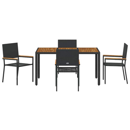 vidaXL Garden Dining Set 5 pcs Black Poly Rattan