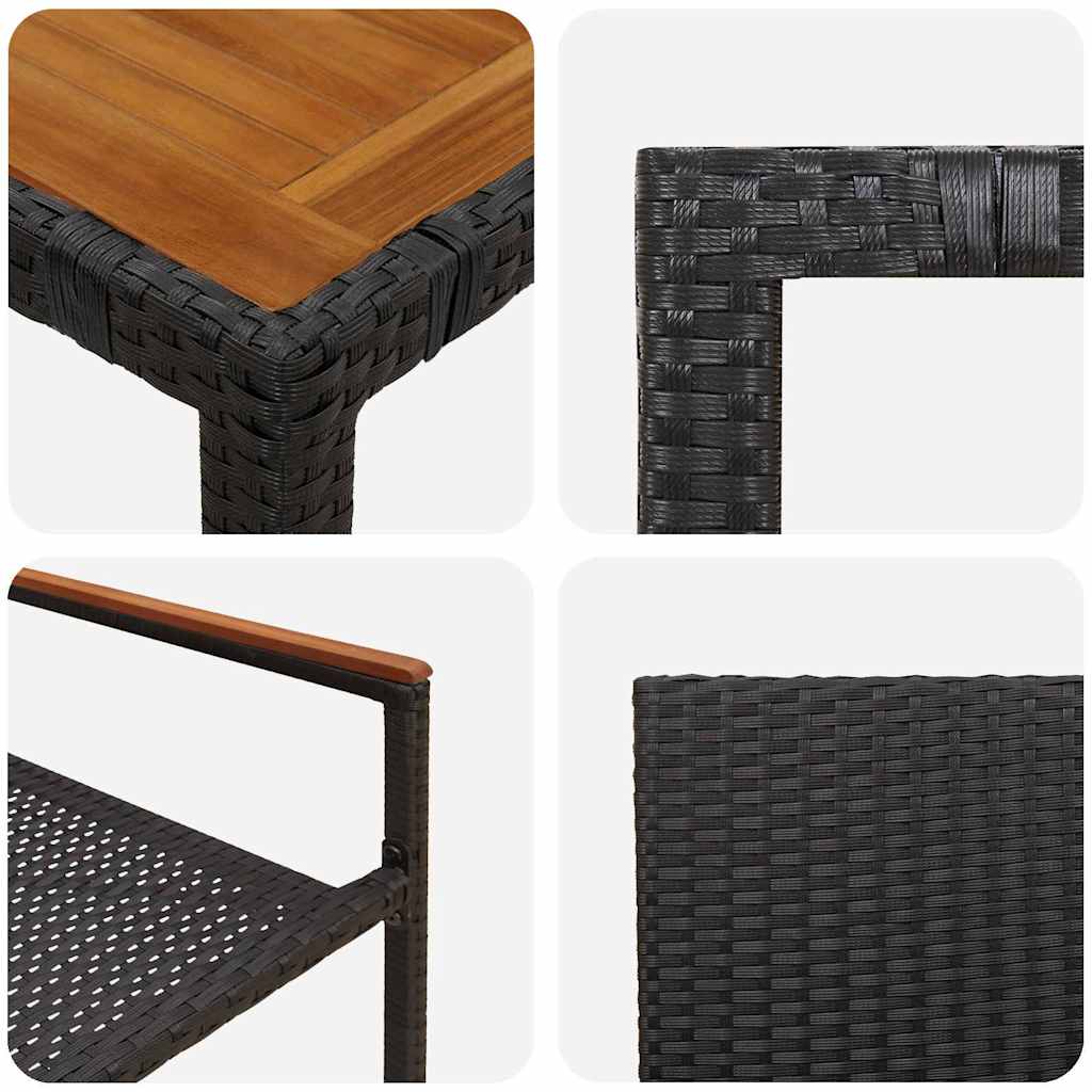 vidaXL Garden Dining Set 7 pcs Black Poly Rattan