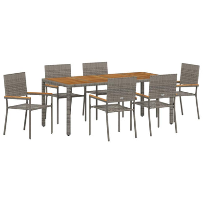 vidaXL Garden Dining Set 7 pcs Grey Poly Rattan