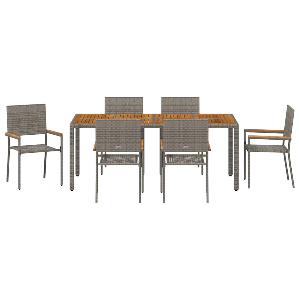 vidaXL Garden Dining Set 7 pcs Grey Poly Rattan