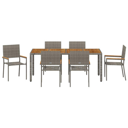 vidaXL Garden Dining Set 7 pcs Grey Poly Rattan