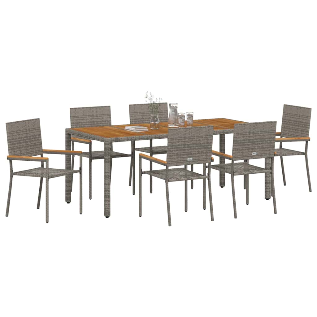 vidaXL Garden Dining Set 7 pcs Grey Poly Rattan