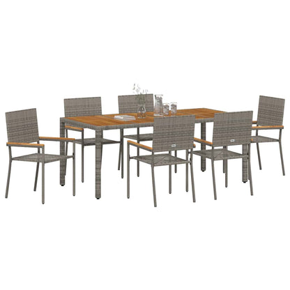 vidaXL Garden Dining Set 7 pcs Grey Poly Rattan