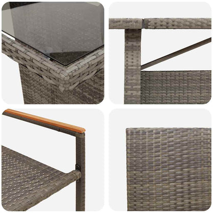 vidaXL Garden Dining Set 9 pcs Grey Poly Rattan