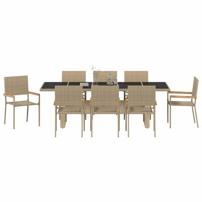 vidaXL Garden Dining Set 9 pcs Beige Poly Rattan