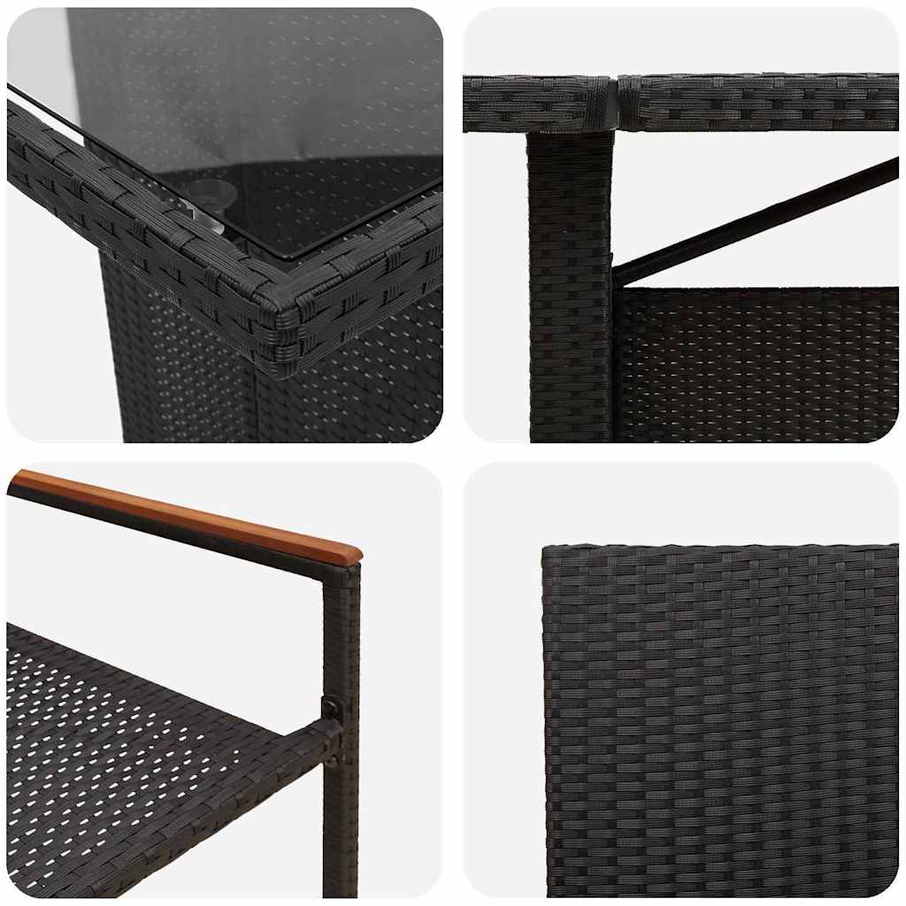 vidaXL Garden Dining Set 11 pcs Black Poly Rattan