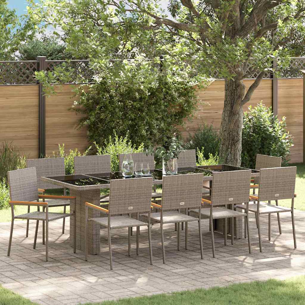 vidaXL Garden Dining Set 11 pcs Grey Poly rattan