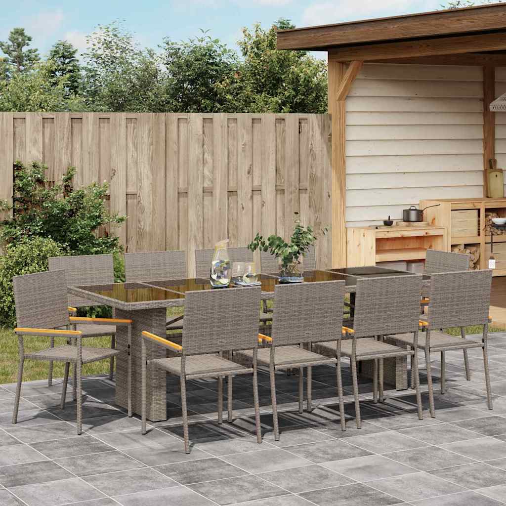 vidaXL Garden Dining Set 11 pcs Grey Poly rattan