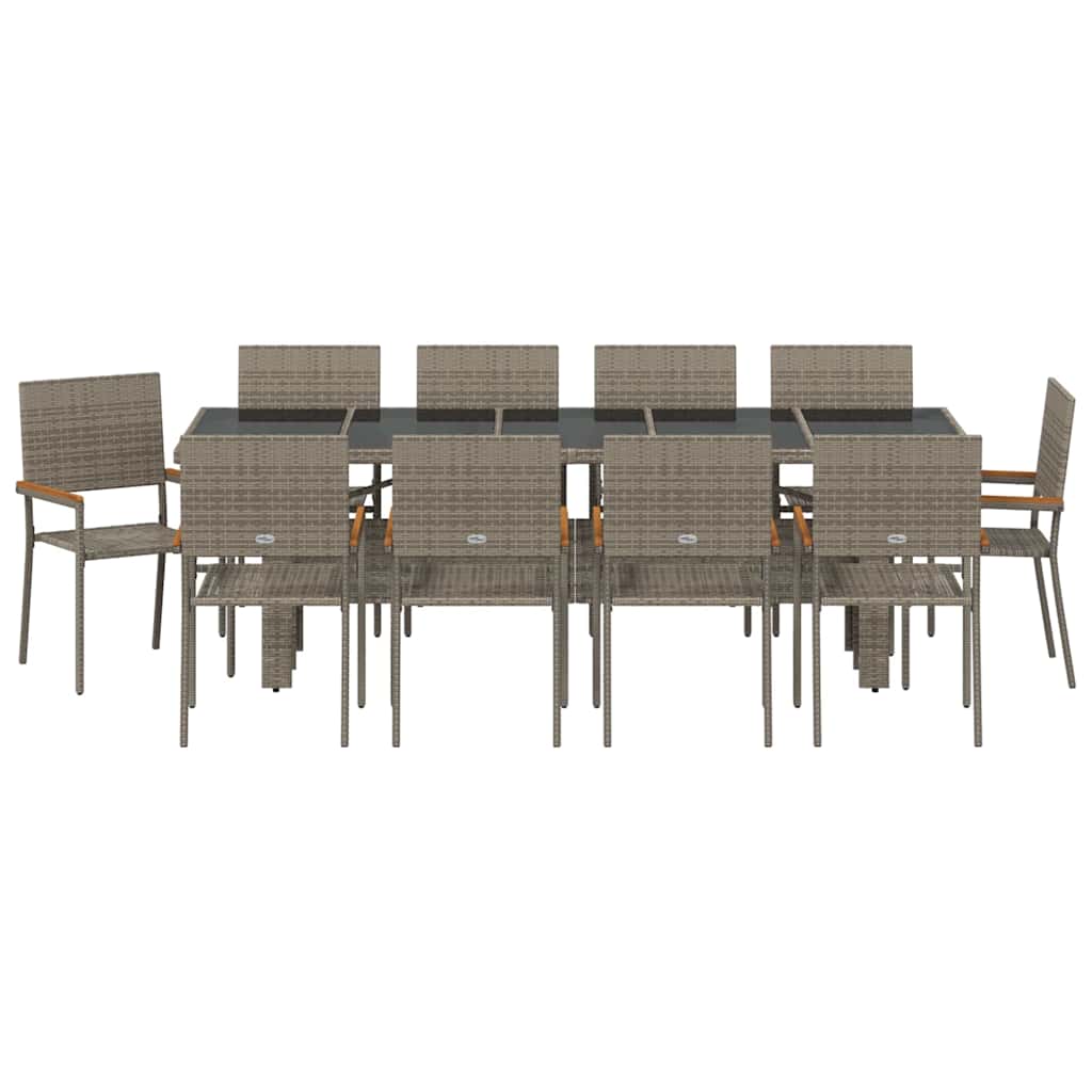 vidaXL Garden Dining Set 11 pcs Grey Poly rattan