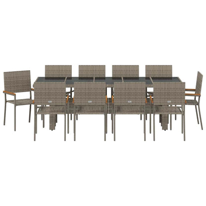 vidaXL Garden Dining Set 11 pcs Grey Poly rattan