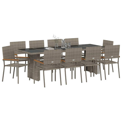 vidaXL Garden Dining Set 11 pcs Grey Poly rattan