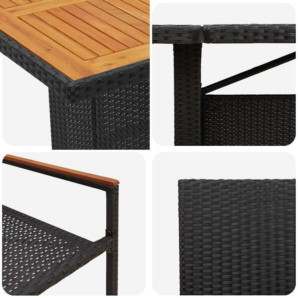 vidaXL Garden Dining Set 11 pcs Black Poly Rattan