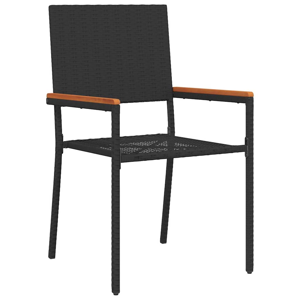 vidaXL Garden Dining Set 11 pcs Black Poly Rattan