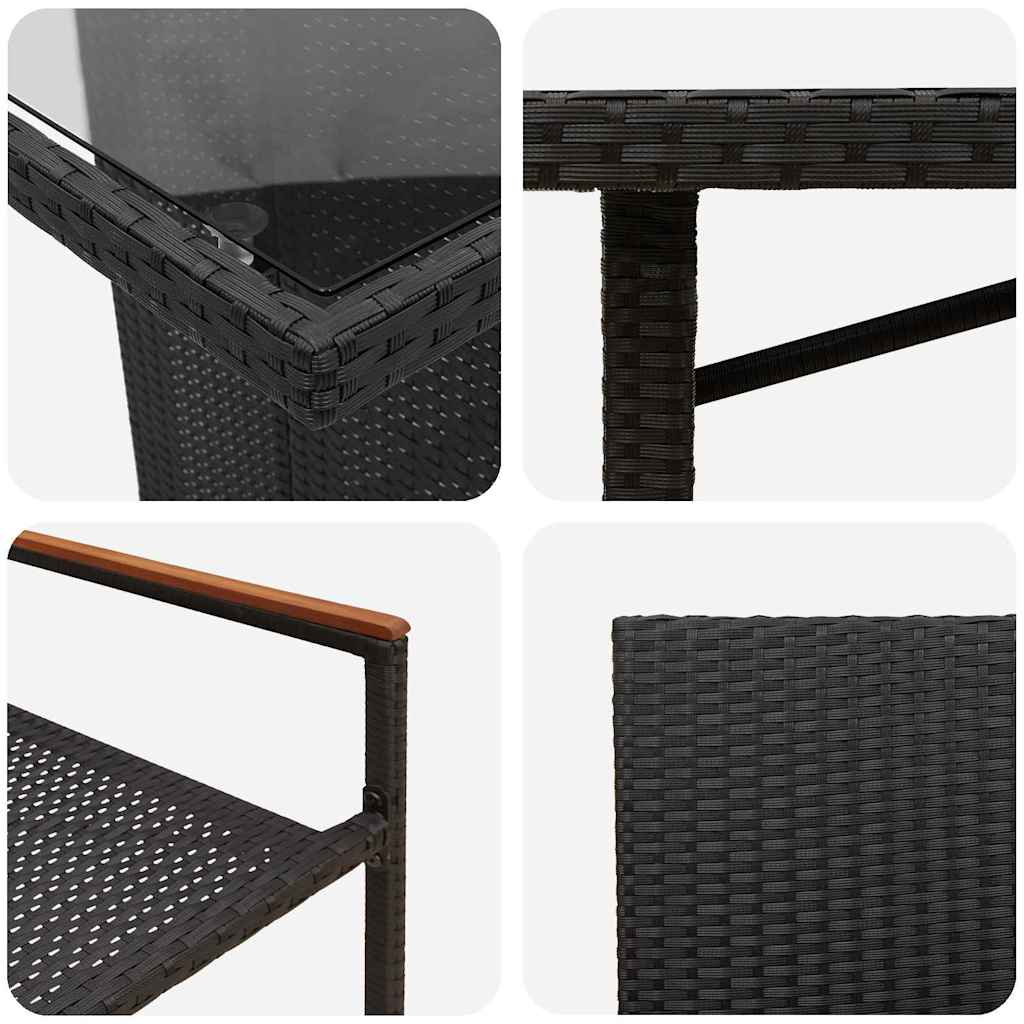 vidaXL Garden Dining Set 7 pcs Black Poly Rattan