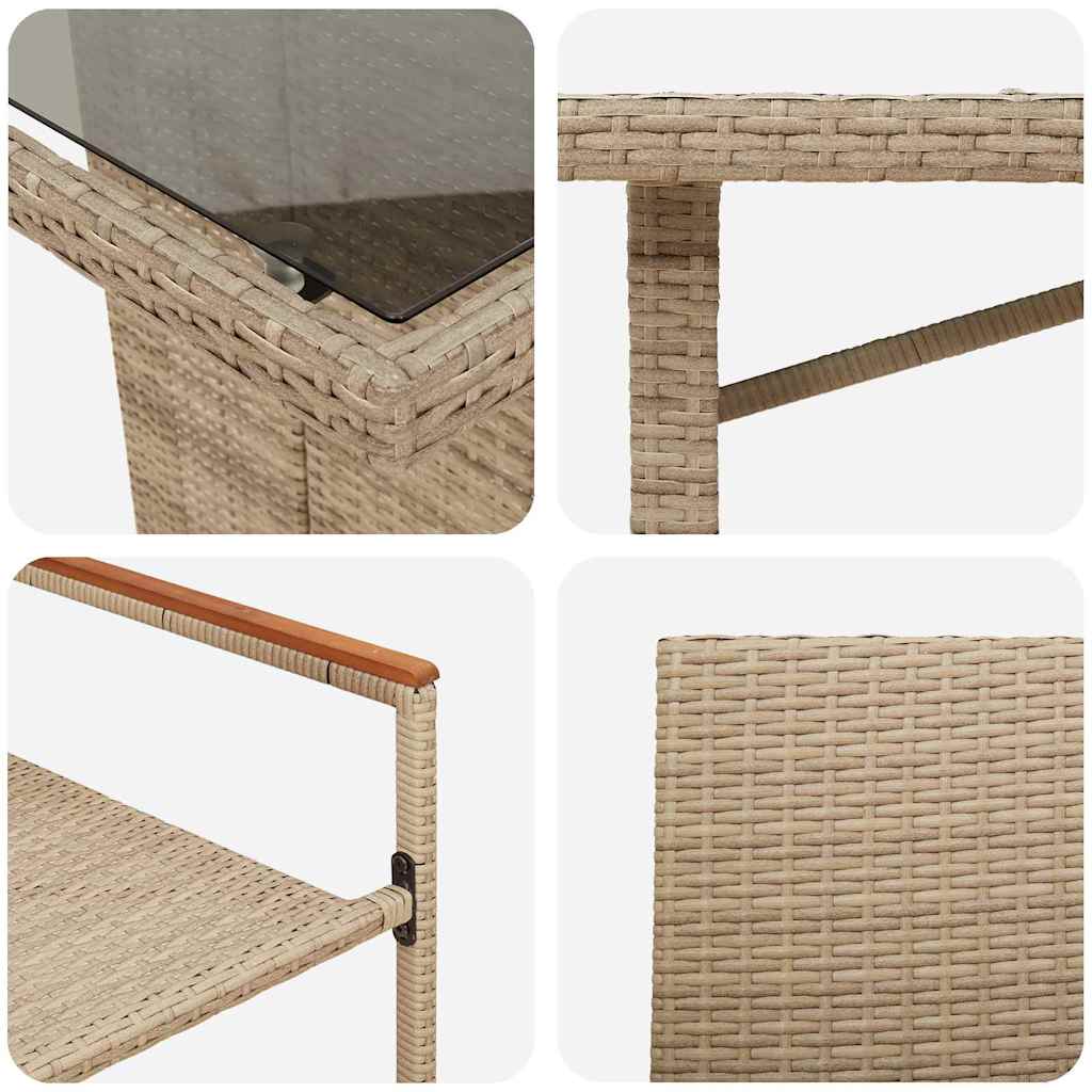 vidaXL Garden Dining Set 7 pcs Beige Poly Rattan