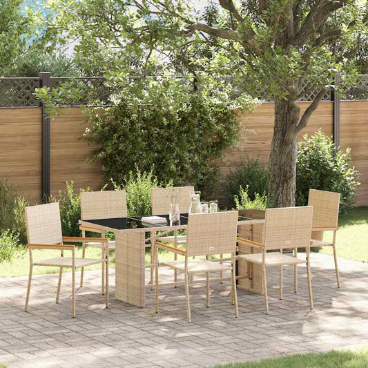vidaXL Garden Dining Set 7 pcs Beige Poly Rattan