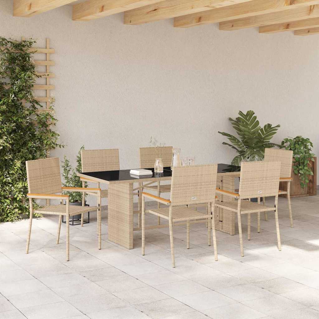 vidaXL Garden Dining Set 7 pcs Beige Poly Rattan