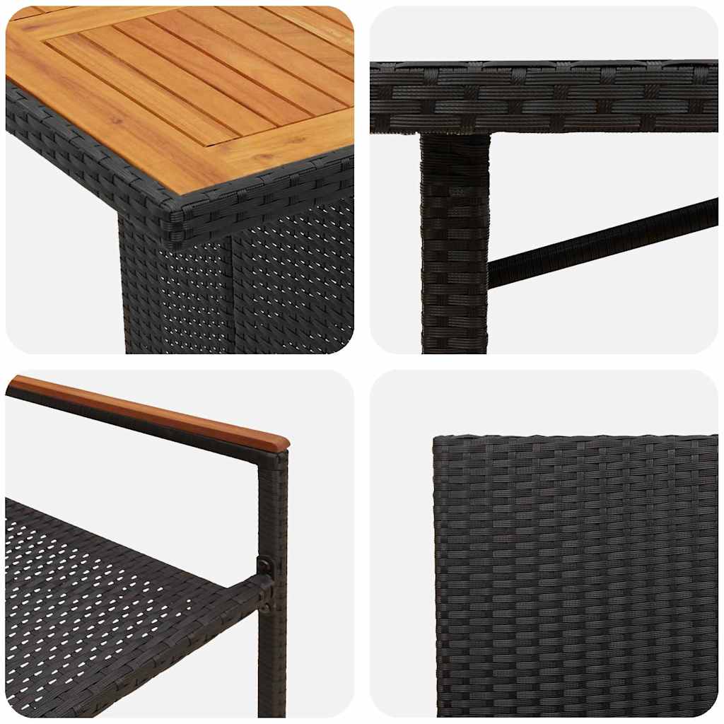 vidaXL Garden Dining Set 7 pcs Black Poly Rattan
