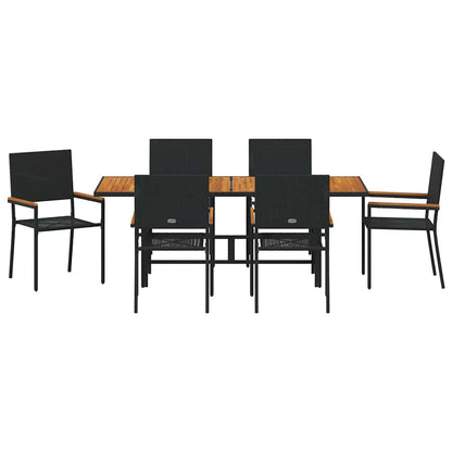 vidaXL Garden Dining Set 7 pcs Black Poly Rattan