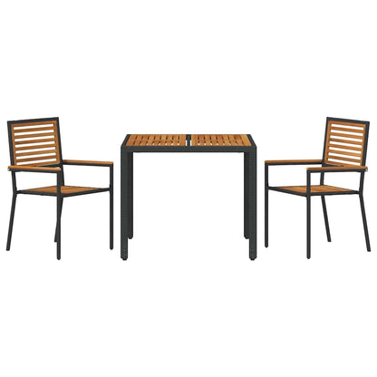 vidaXL Garden Dining Set 3 pcs Black and Brown Poly Rattan