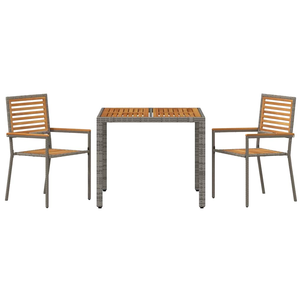 vidaXL Garden Dining Set 3 pcs Grey and Brown Poly Rattan