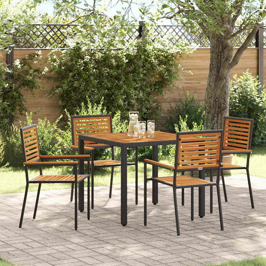 vidaXL Garden Dining Set 5 pcs Black and Brown Poly Rattan