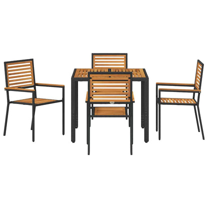vidaXL Garden Dining Set 5 pcs Black and Brown Poly Rattan