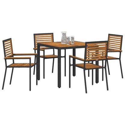 vidaXL Garden Dining Set 5 pcs Black and Brown Poly Rattan