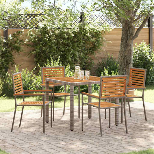 vidaXL Garden Dining Set 5 pcs Grey and Brown Poly Rattan