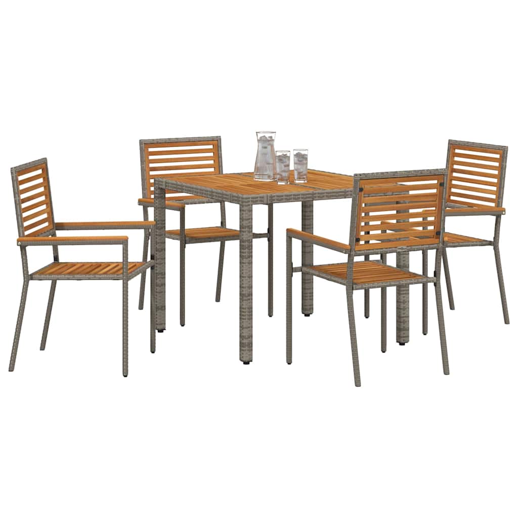 vidaXL Garden Dining Set 5 pcs Grey and Brown Poly Rattan