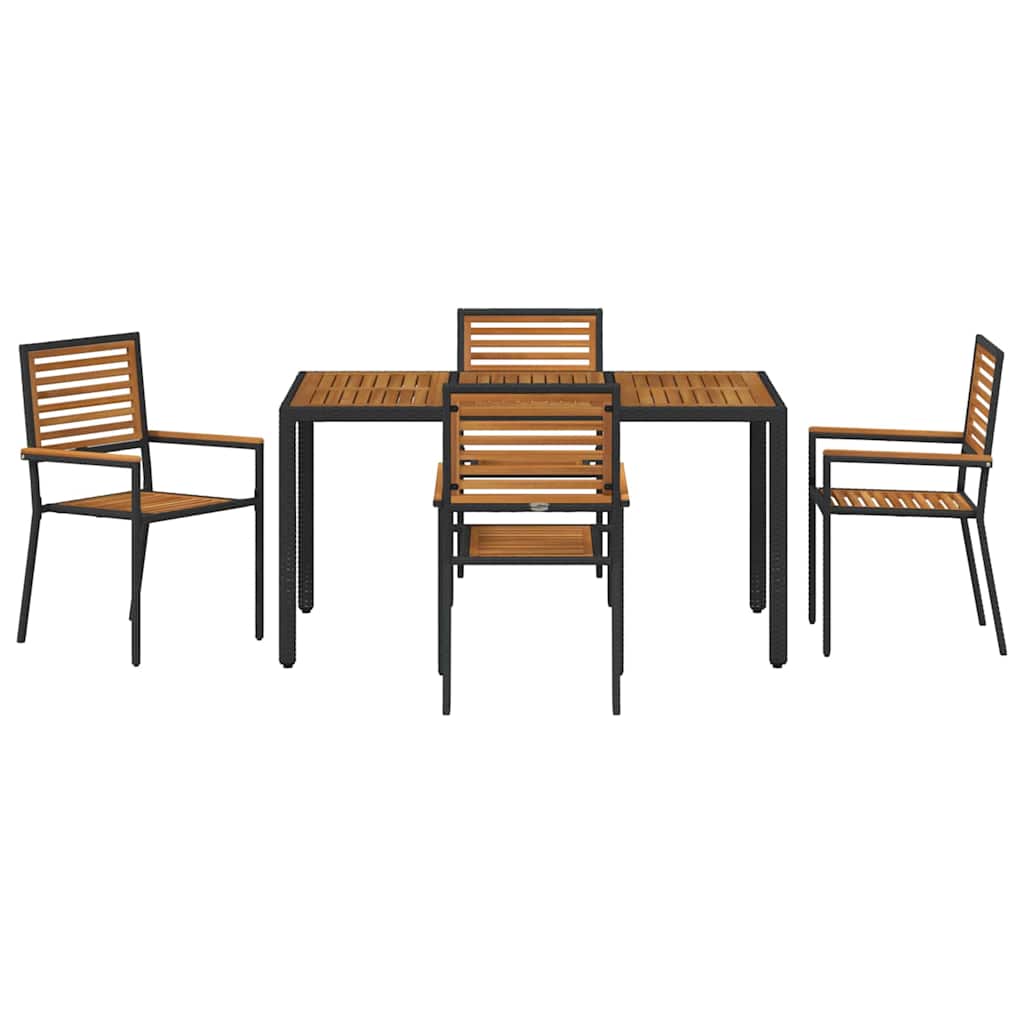 vidaXL Garden Dining Set 5 pcs Black and Brown Poly Rattan