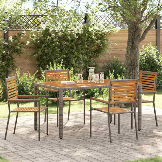vidaXL Garden Dining Set 5 pcs Grey and Brown Poly Rattan