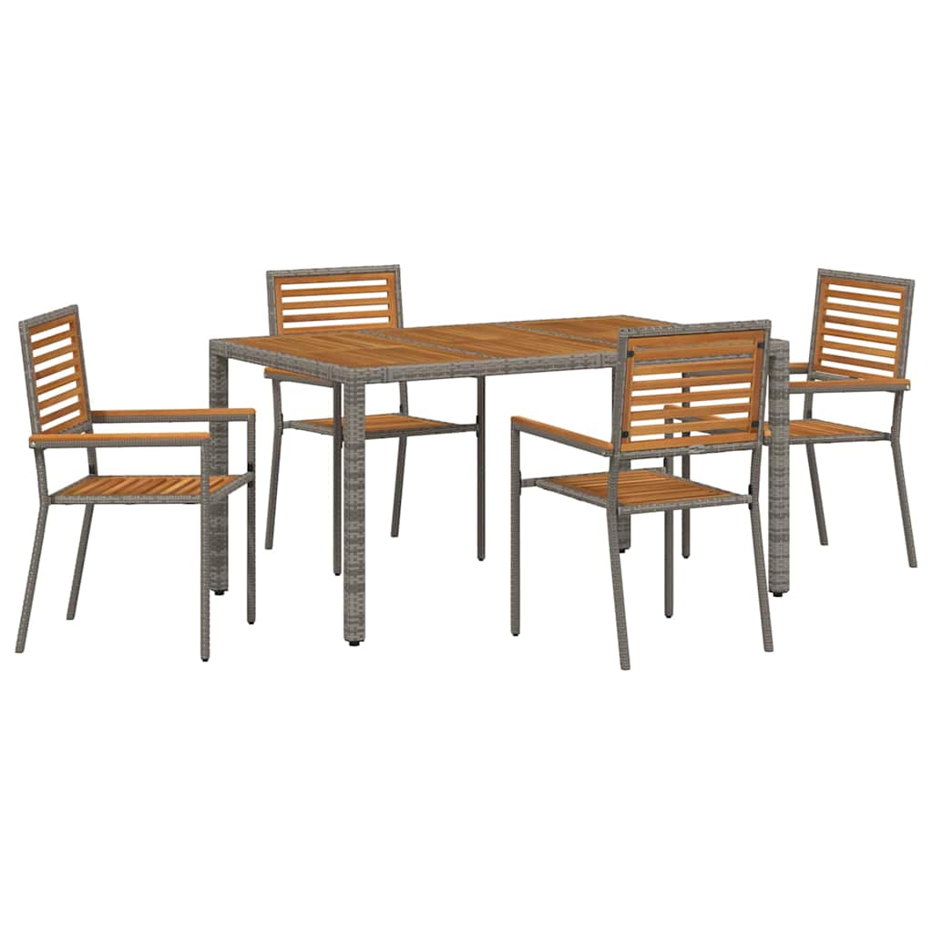 vidaXL Garden Dining Set 5 pcs Grey and Brown Poly Rattan