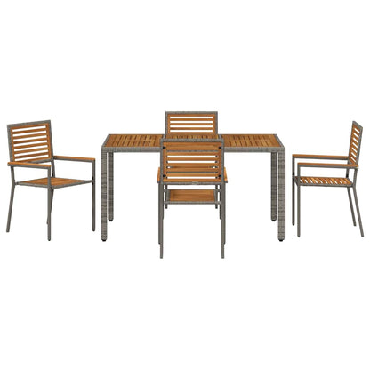 vidaXL Garden Dining Set 5 pcs Grey and Brown Poly Rattan