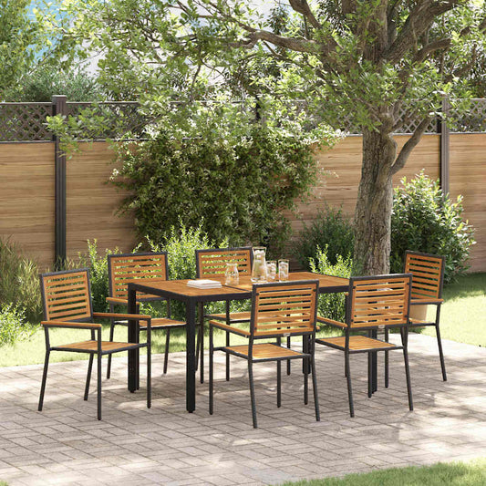 vidaXL Garden Dining Set 7 pcs Black and Brown Poly Rattan